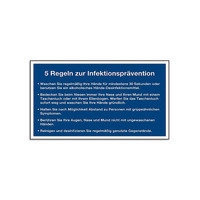 Gebotsschild „5 Regeln zur Infektionsprävention“