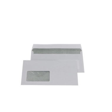 Briefkuvert DIN lang mit Fenster, weiß, Haftstreifenverschluss, 80 g/m², VPE 500
