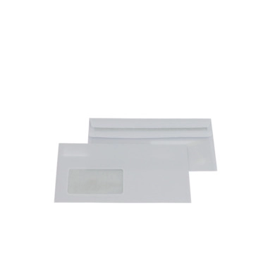 Briefkuvert DIN lang, weiß, m. Fenster, Selbstklebeverschluss, 75 g/m², VPE 1000