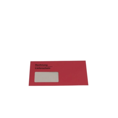 Kuvert DIN lang, rot, m. Fenster, Druck "Rechnung/Lieferschein",70 g/m²,VPE 1000