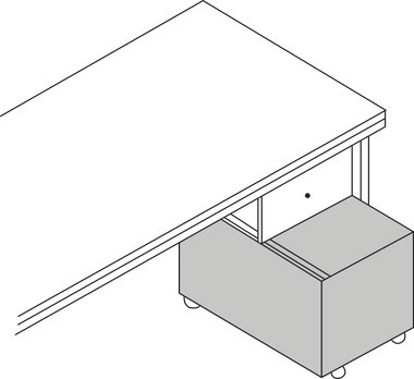 Packtisch-System, Rollcontainer, oben offen, 500 x 650 x 525 mm, schwarz