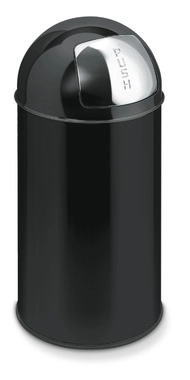 Mülleimer mit Push-Klappe, 40 l, Ø 34 cm, 74 cm hoch, Metall, schwarz