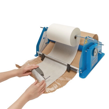 Papierfüllsystem, manuell, Polstermaterial aus Seiden- und Wabenpapier 3