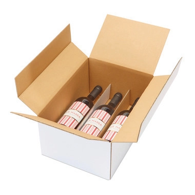 Weinflaschenkarton, liegend, 331 x 235 x 150 mm (L x B X H), 6 Flaschen, weiß