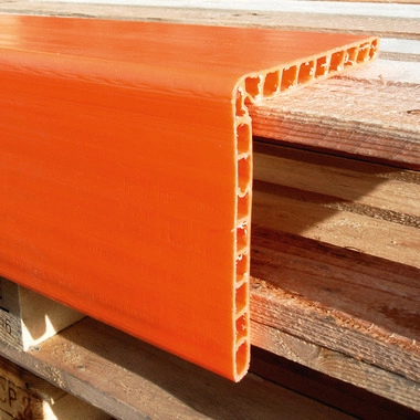 Kantenschutzschiene aus PE, Schenkelmaße 190 x 190 mm, orange, 1200 mm lang 4